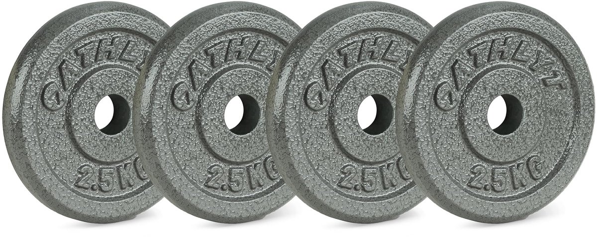 SnelShoppen - Gietijzeren Halterschijven 4 x 2,5 kg - 1-inch Gewichten voor Fitness, Sport en Krachttraining - Zwarte Haltergewichten voor Thuisgebrui