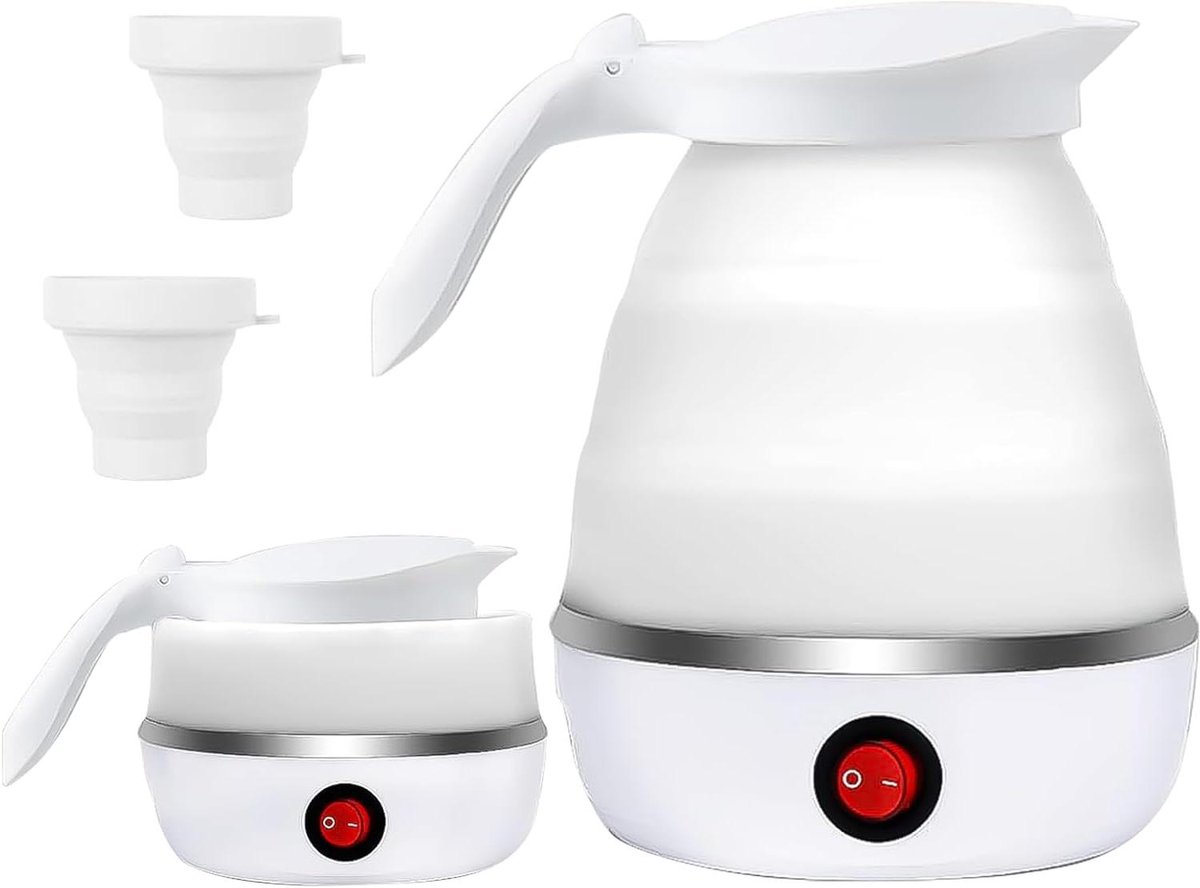 Opvouwbare Waterkoker - Reis Waterkoker - Kamperen en Reizen - Compact en Ruimtebesparend - 06 Liter - Wit