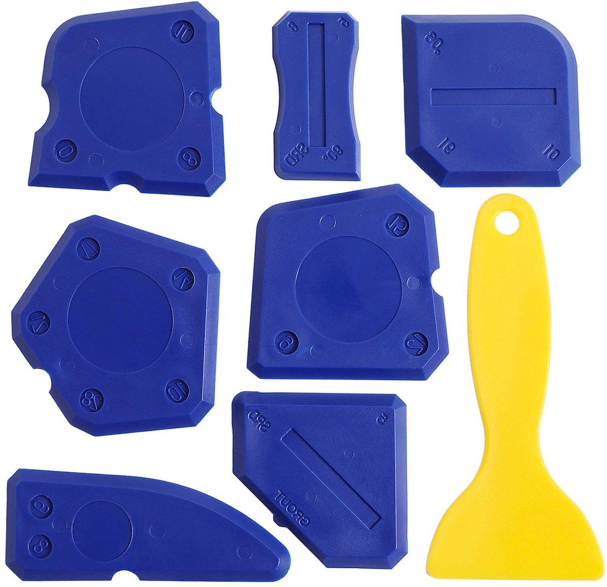 Kit Afwerking Gereedschap - Breeuwgereedschap Set - Voegen Afwerken - Meerdere Maten - 8 Stuks - Blauw