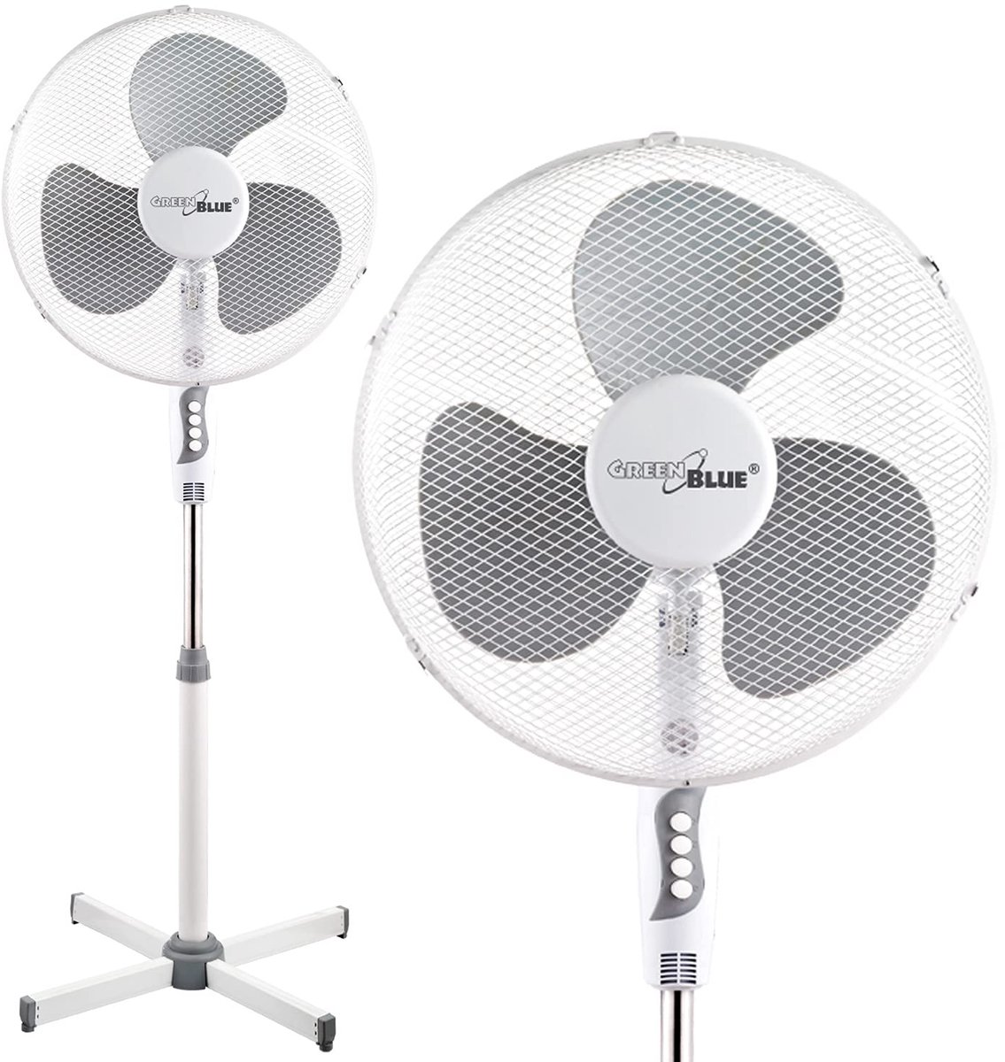 SnelShoppen - Ventilator Pedestal 40 Watt met Oscillatie, 3 Snelheden, 40 cm, Laag Geluidsniveau, Wit voor Thuis, Tuin, Keuken en Feesten