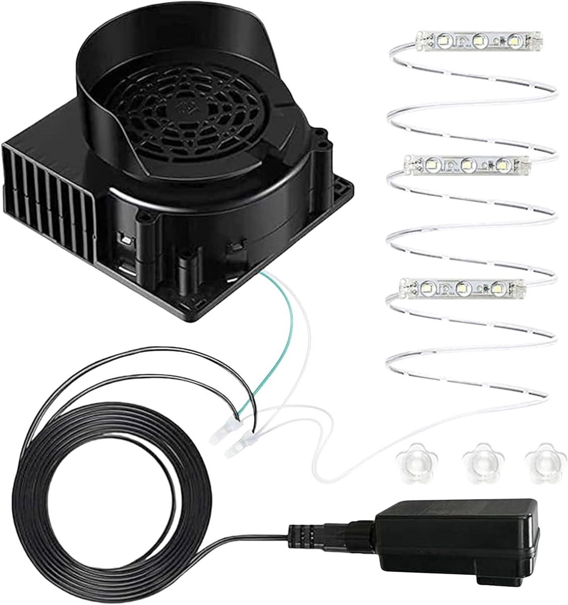 Opblaasbare Blower - Luchtpomp Ventilator - Decoratie Opblazen - Met LED Verlichting - 14 x 14 x 10 cm - Wit