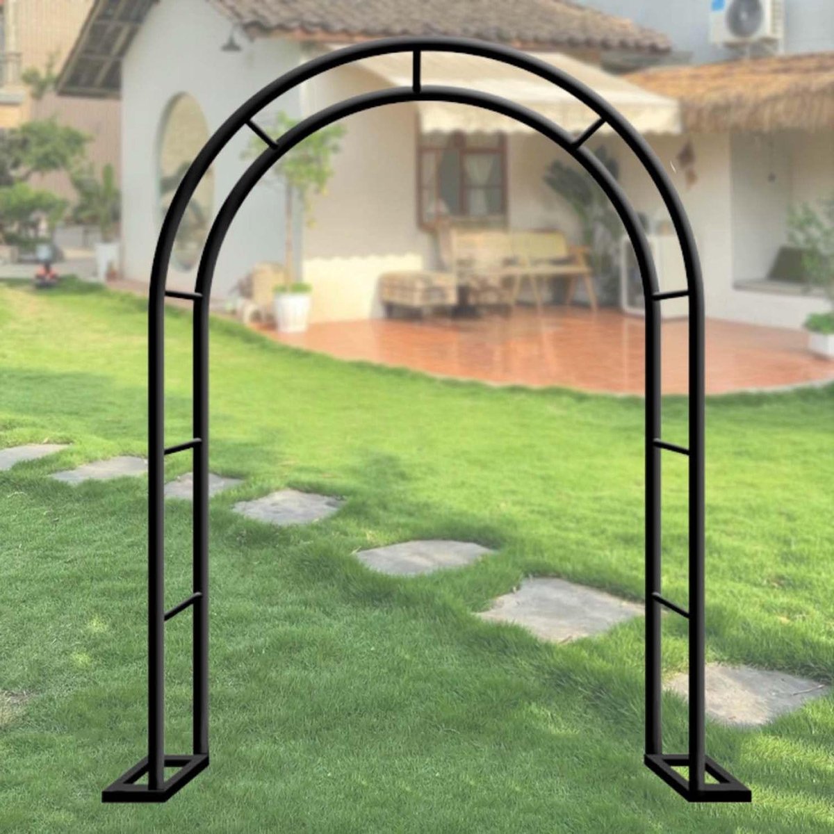 Tuinboog Metaal - Klimplant steun - Tuin decoreren - Stevige constructie - 200 x 220 cm - Zwart