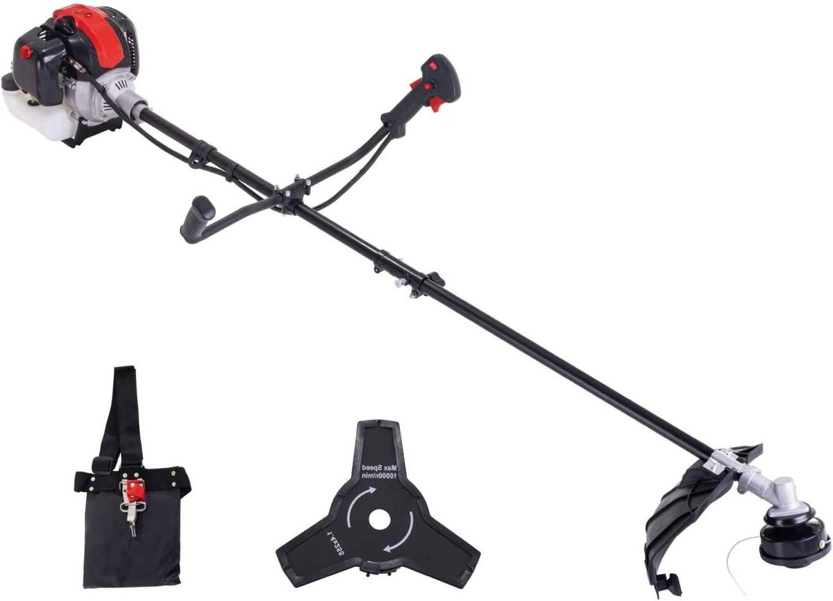 Benzine Bosmaaier - Grastrimmer Heggenschaar - Tuinonderhoud - Krachtige 2-takt motor - 420 mm snijbreedte - Zwart
