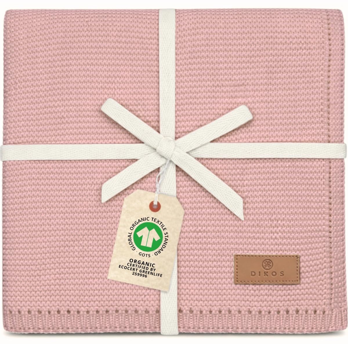 SnelShoppen - Babydeken Katoen 100% GOTS BIO Roze met Dunne Rand voor Meisjes - Gebreide Katoenen Deken voor Kinderwagen, Knuffeldeken, Eerste Deken,