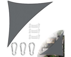 SnelShoppen - Udbrud Waterdicht Zonnezeil 3x3x3m, Schaduwdoek met UV-bescherming, Ademend PES Driehoek Zeil voor Tuin, Terras en Buiten, Antraciet