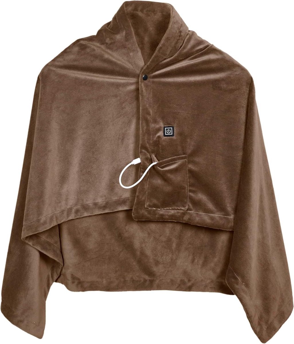 Verwarmde Poncho - Verwarmde Deken - Ontspanning Thuis - 3 Warmte-intensiteitsniveaus - Niet gespecificeerd - Grijs