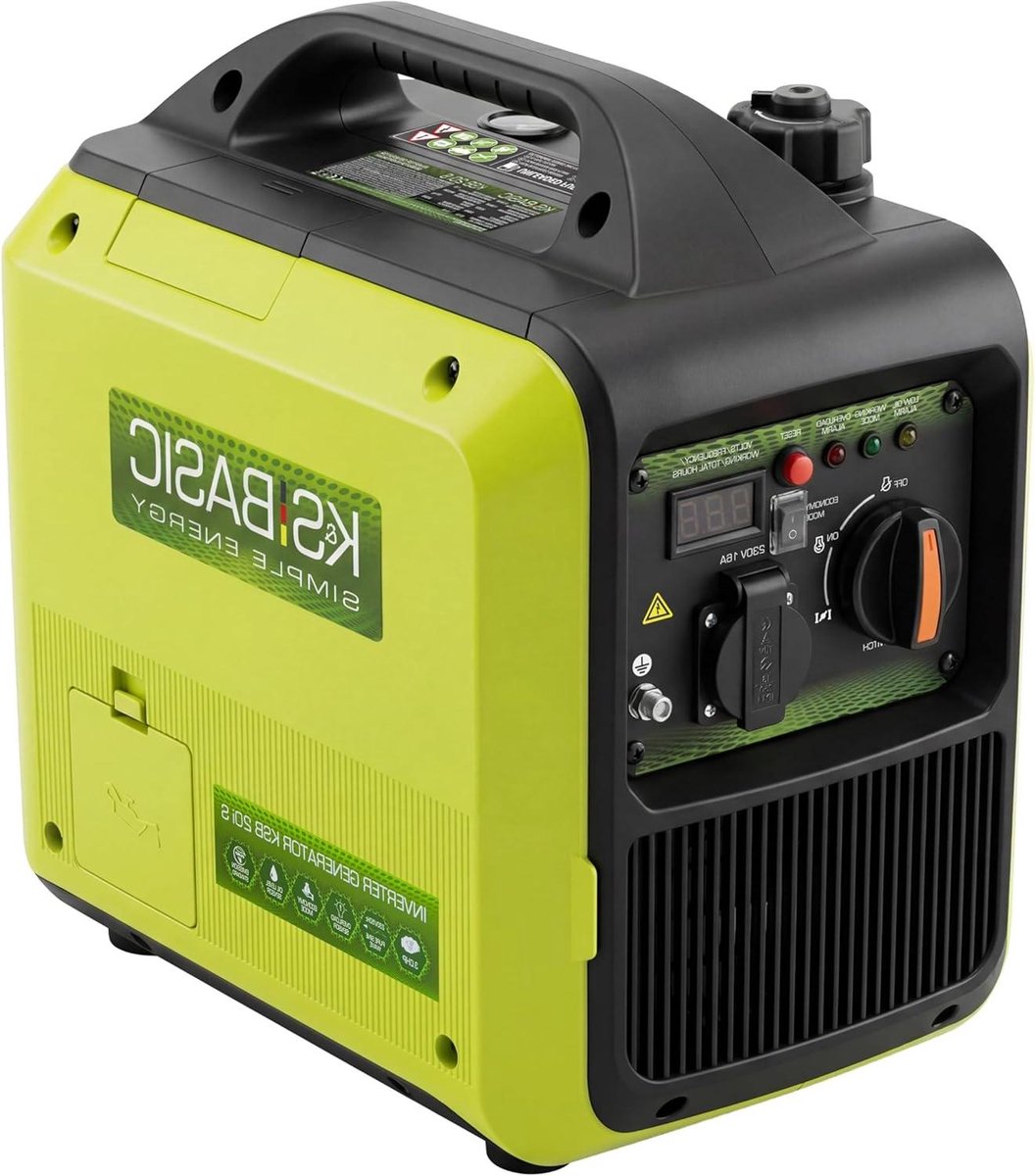 Inverter Generator - Noodstroomaggregaat Stroomaggregaat - Mobiele Stroomvoorziening - Zuivere Sinusgolf - 2000 Watt - Geel