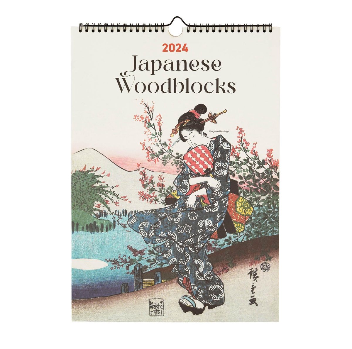 SnelShoppen - Wandkalender A3 2024 - Japans Houten Blokken Design - Familiekalender 12 Maanden - FSC-gecertificeerd Papier - 29,7x42 cm voor Thuis of