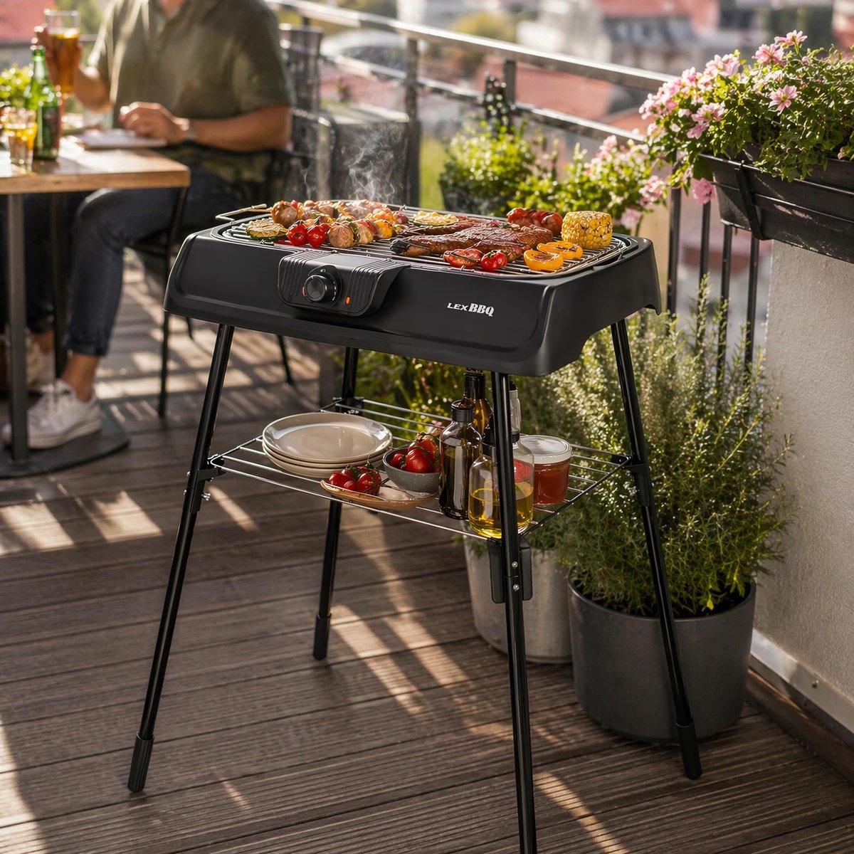 SnelShoppen - Elektrische Grill 2000W Tafelgrill Staangrill Roestvrijstalen Grillrooster voor Feest, Camping, Tuin en Keuken