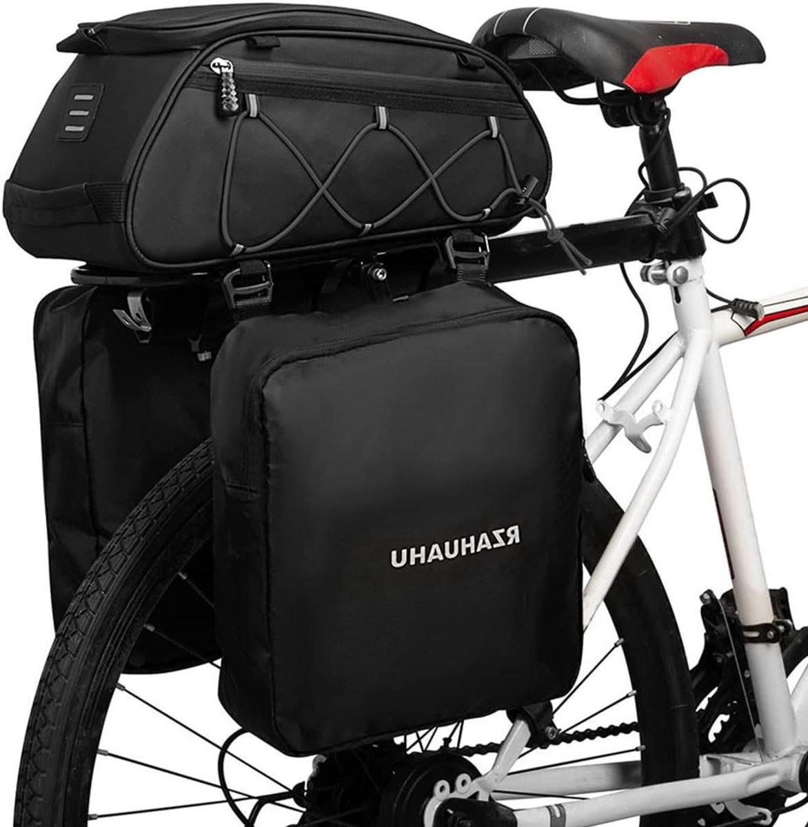 Fietskoeltas - Fietstas Bagagedrager - Fietsen Boodschappen - 3-in-1 Ontwerp - Grote Capaciteit - Grijs