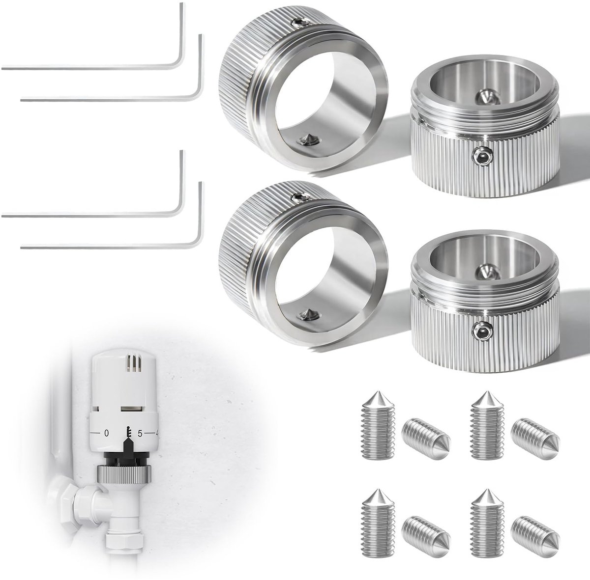 SnelShoppen - 4 x Radiatorthermostaat-adapter M30 x 1,5 - Universeel, Compatibel, Eenvoudige Installatie, Duurzaam, Verwarming, Huis, Kantoor