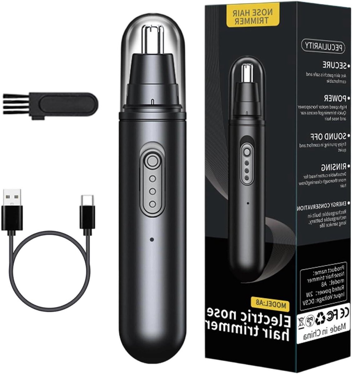 Neustrimmer Heren - Mini Trimmer - Persoonlijke Verzorging - USB Oplaadbaar - Zakformaat - Zilver
