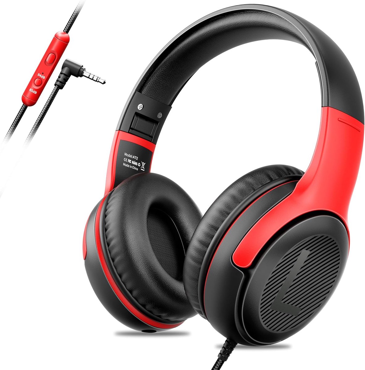 awatrue Kids Headphones, Wired Toddler Headphones with Microphone, 85/94dB Volume Limitation, 3.5mm Jack, Foldable - ShopVlot