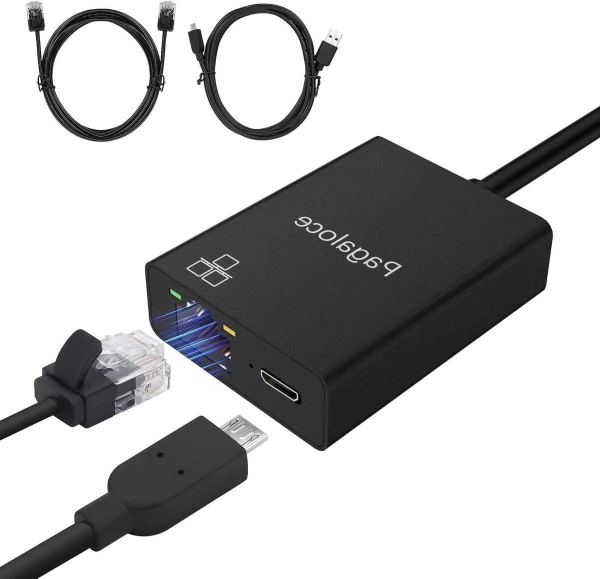 Ethernet Adapter - Micro USB naar RJ45 - Stabiel Internet - 100 Mbps Snelheid - 1.8m Kabels - Zwart