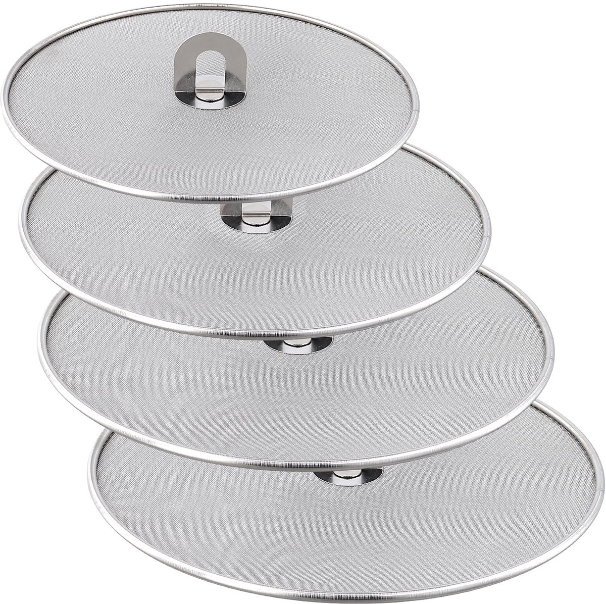 SnelShoppen - 4-delige roestvrijstalen spatbescherming voor keukenpannen - multifunctionele spatdeksel tegen olie- en waterspatten - 33 cm, 29 cm, 25