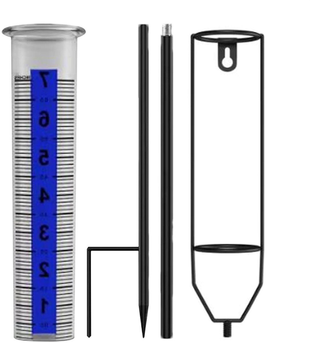 Regenmeter Buiten - Neerslagmeter Tuin - Tuinonderhoud Meten - Robuuste PVC Constructie - 27 x 75 x 7 cm - Transparant