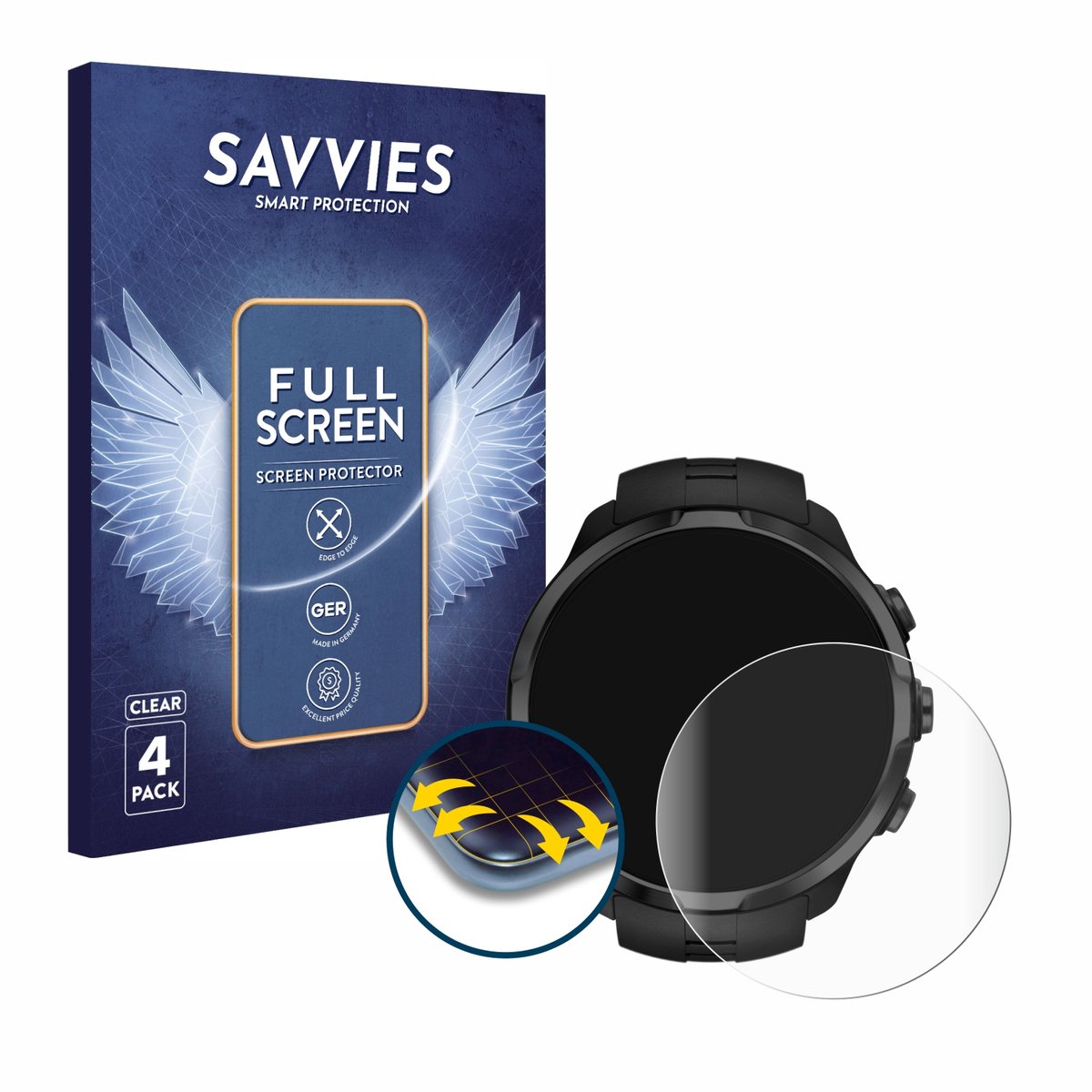 Savvies - Screenprotector voor Suunto Spartan Sport / Ultra - Folie Beschermfolie transparant volledig dekking 4 Stuks