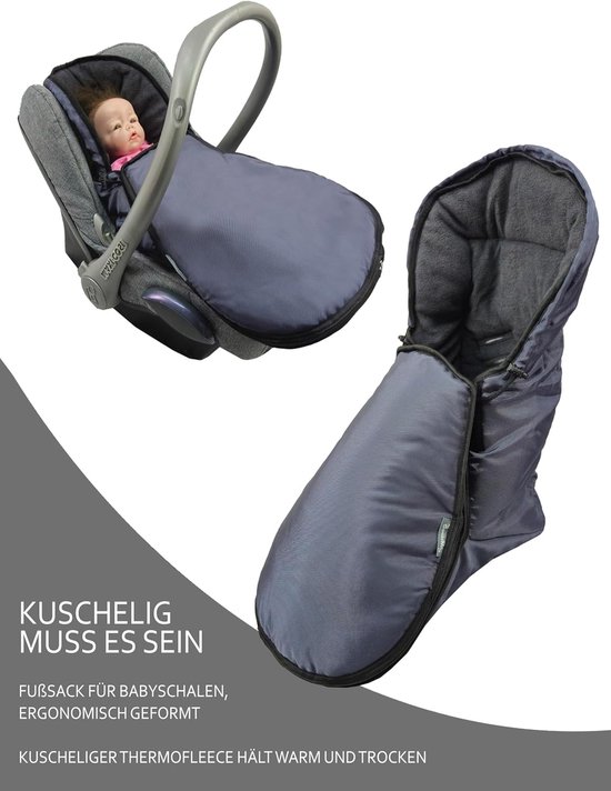 Baby Voetenzak - Autostoel Muts - Warm Blijven - Waterafstotend Thermofleece - 75 x 40 cm - Navy Blauw — afbeelding 4