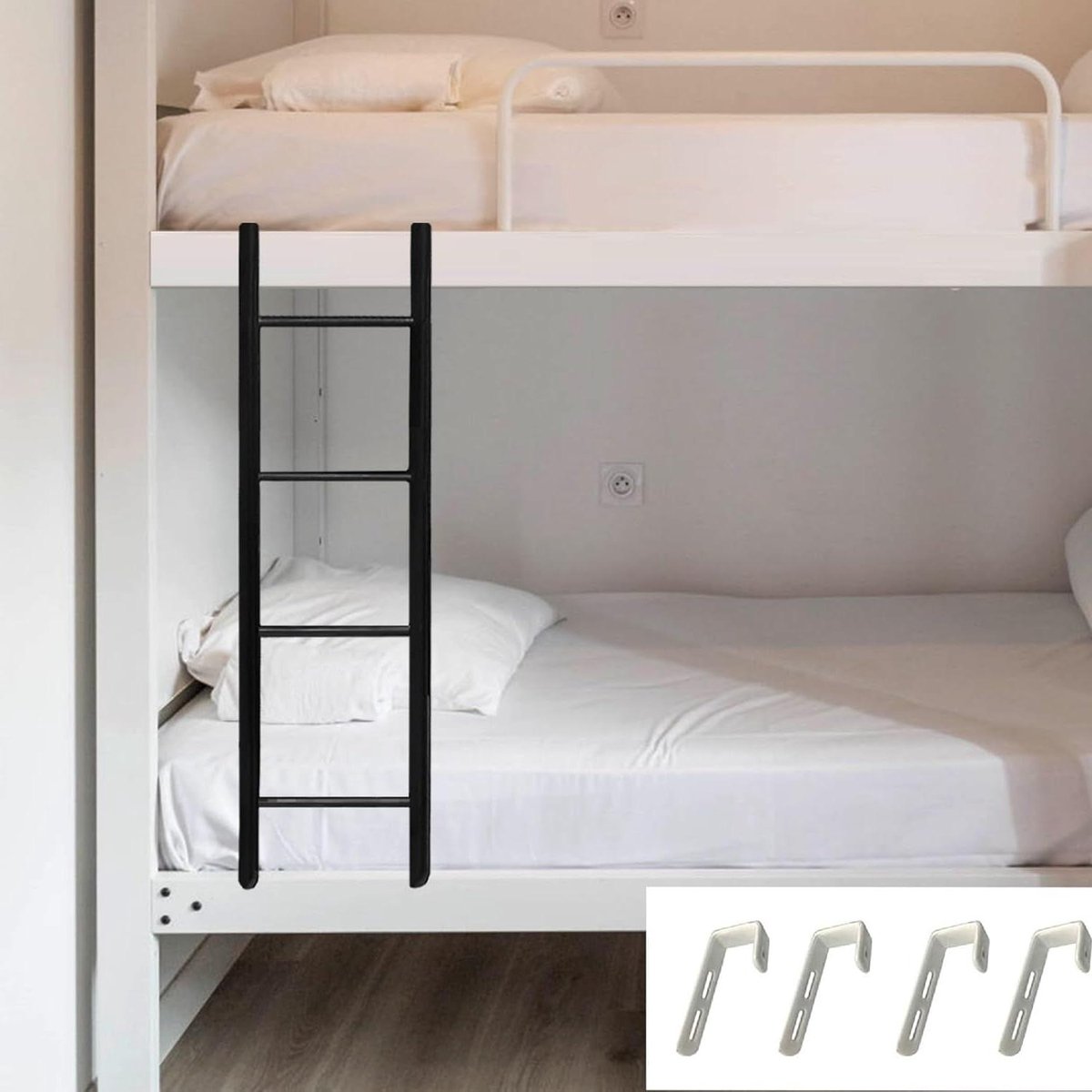 Stapelbedladder - Hoogslaper ladder - Veilig klimmen - Stalen frame - 116 cm - Zwart