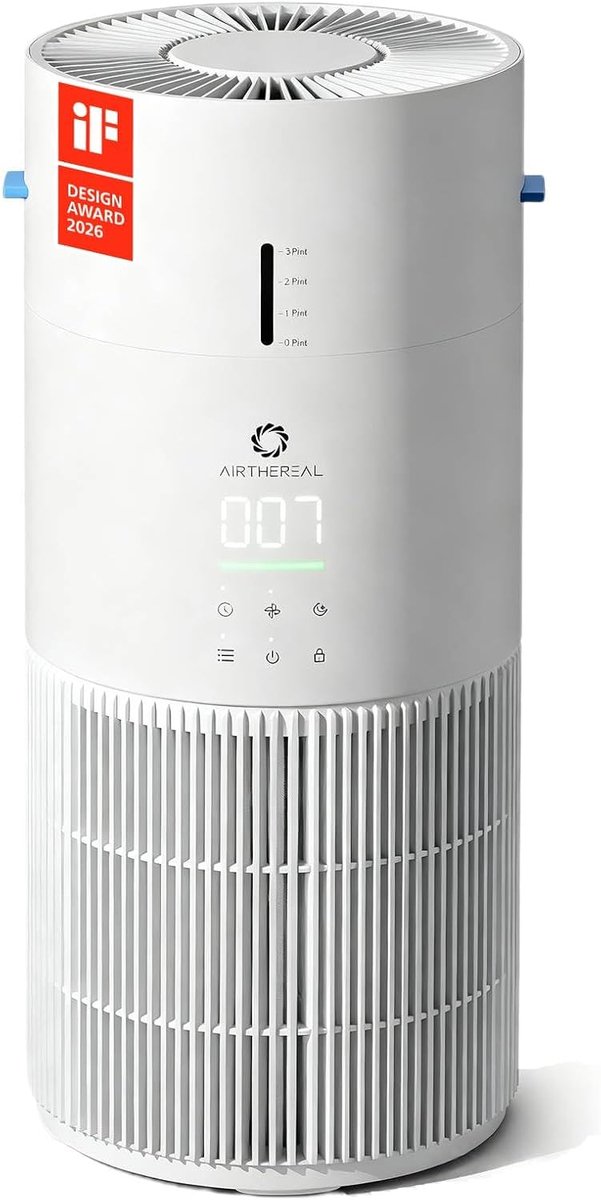 SnelShoppen - 2-in-1 Luchtreiniger en Luchtbevochtiger 125 m² met 3-traps Filter, Luchtkwaliteitsmonitor, Stille Slaapmodus en Automatische Vochtighei