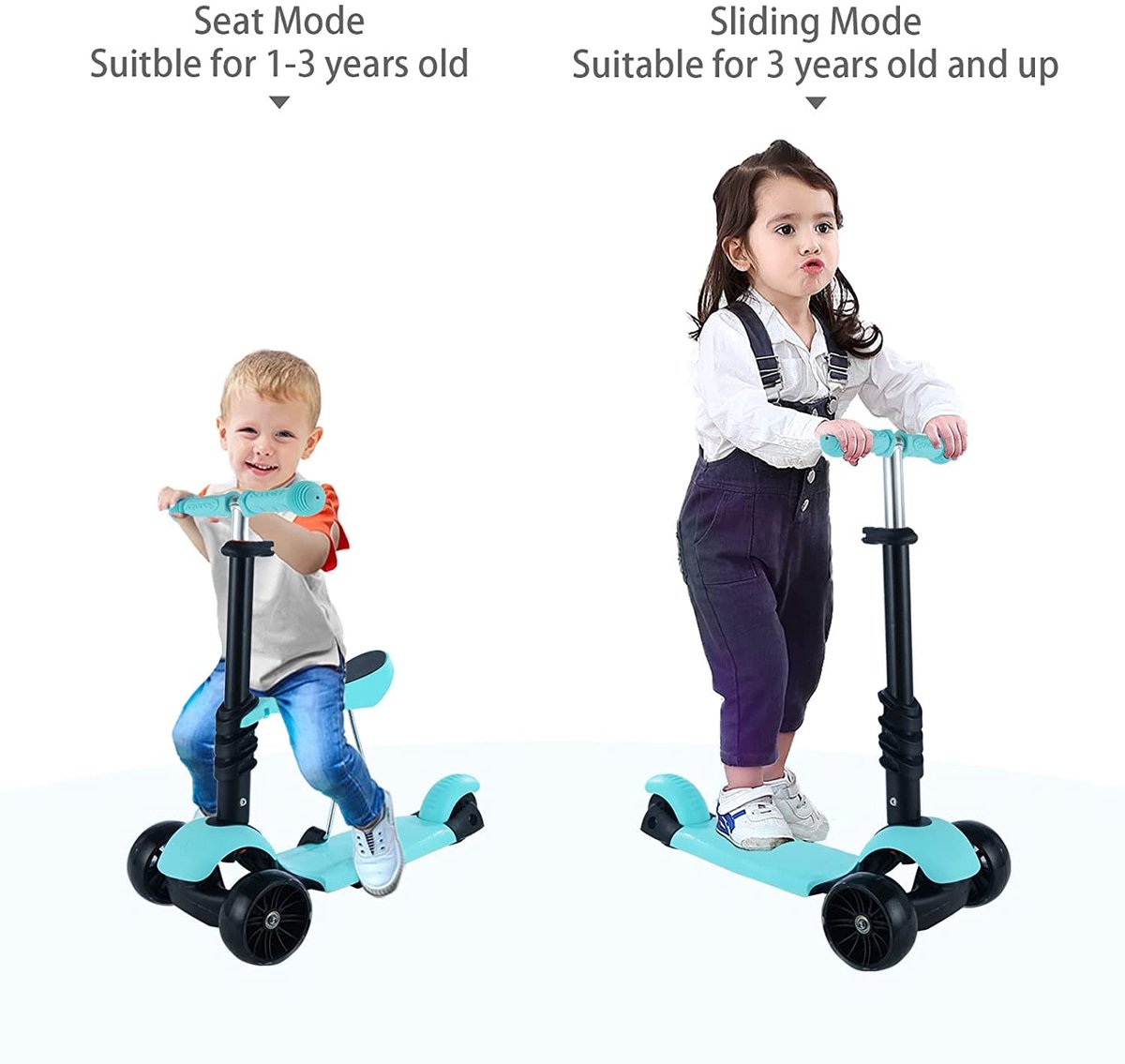 SnelShoppen - Kinderstep met LED-verlichting, hoogte verstelbare step voor kinderen, afneembare zitting, ideaal voor jongens en meisjes, perfect voor