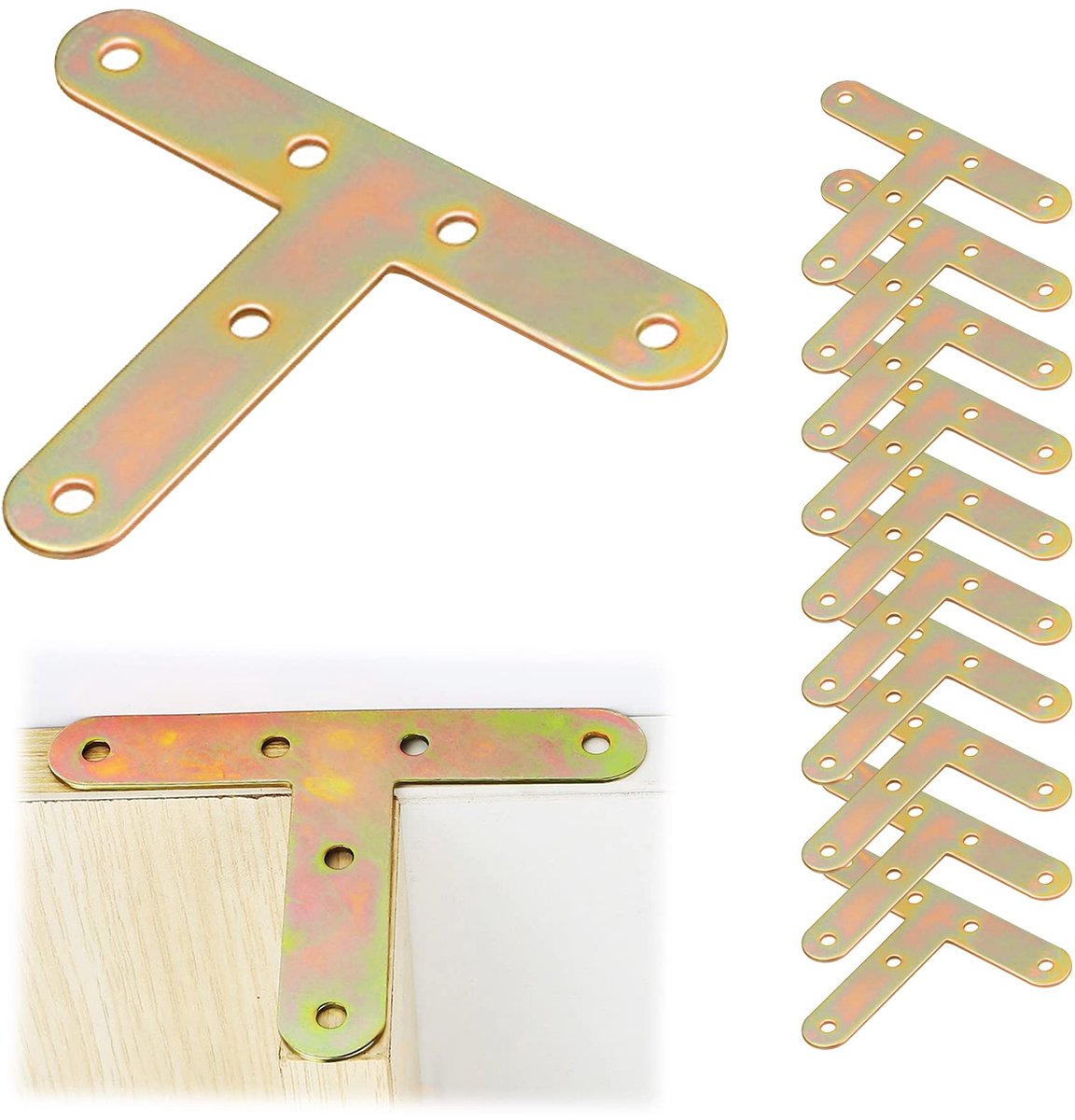 Dailygoods - 10 Stuks T-Vormige Hoekbeugels voor Meubelverbindingen - Hoogwaardige Metaalverbindingen