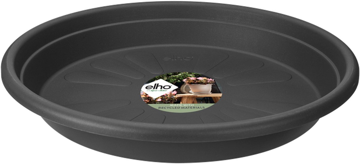 Elho Universele Schotel Rond 19 - Schotel voor Binnen & buiten accessoires - Ø 19.0 x H 2.8 cm - Antraciet