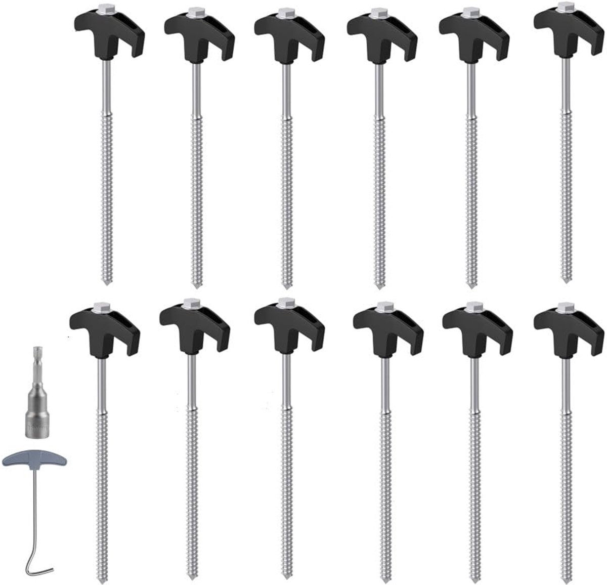 Dailygoods - Pack van 12 Stalen Tentpinnen - Stormbestendige en Robuuste Tent Haringen 25 cm