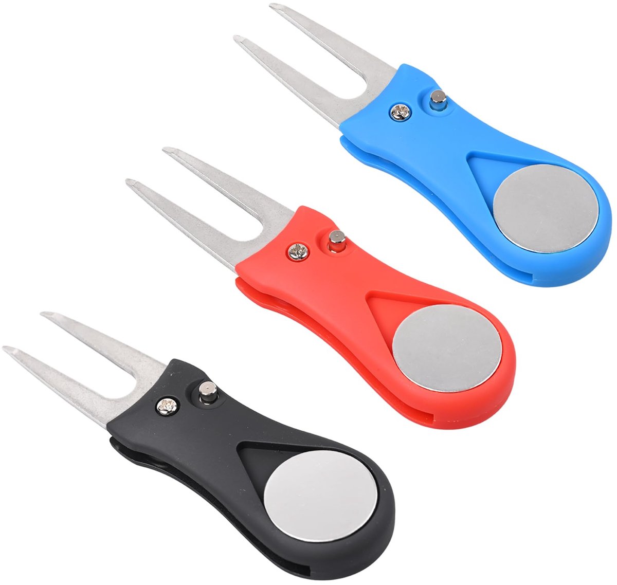 Dailygoods - 3 Stuks Golf Pitchgabel - Multifunctionele Tool met Pop Up Knop en Bal Marker