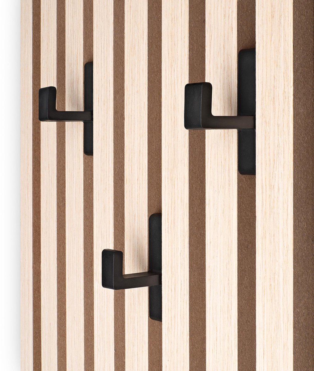 Dailygoods- Garderobehaken 3 Stuks - Klembevestiging Zonder Boren - Wandhaken Hout - Zelfklevend - Voor Akoestische Panelen - Eenvoudige Montage