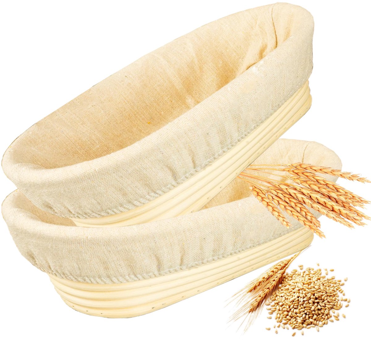 SnelShoppen - 2-delige Ovale Banneton Rijsmanden 25 cm voor Zuurdesem en Brood Bakken, Duurzaam Rotan Brood Bakaccessoires, Ideaal voor Keuken en Bakl