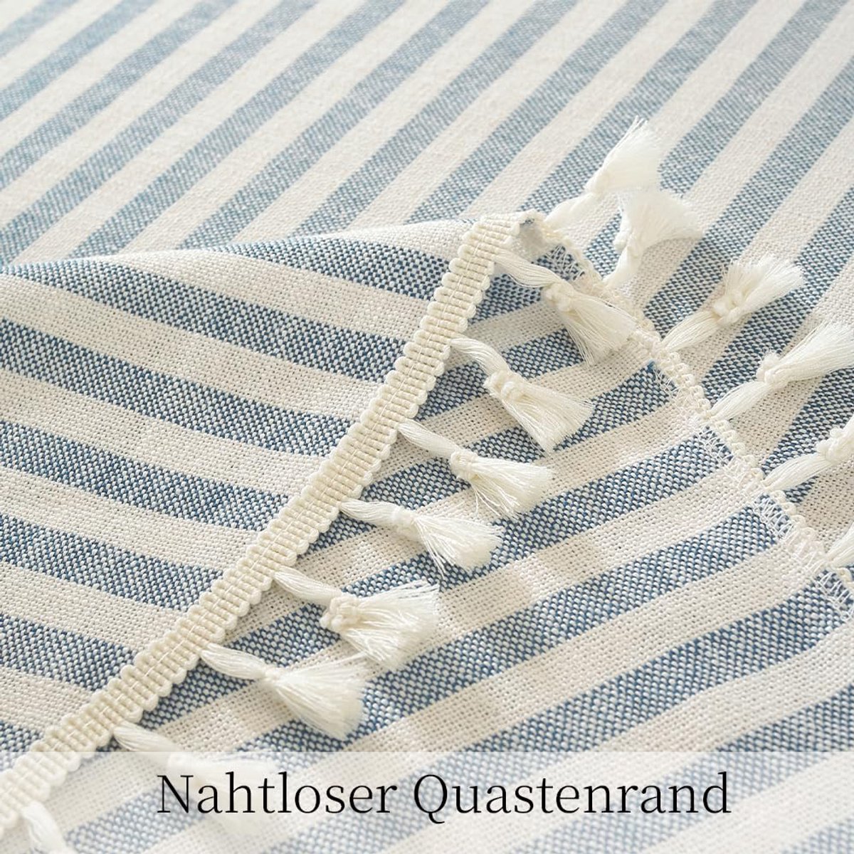 SnelShoppen - Plenmor Linnen Tafelkleed 140 cm - Afwasbaar Tafellaken in Linnenlook - Boho Tafelzeil voor Keukentafel en Buiten - Rond Blauw voor Fees
