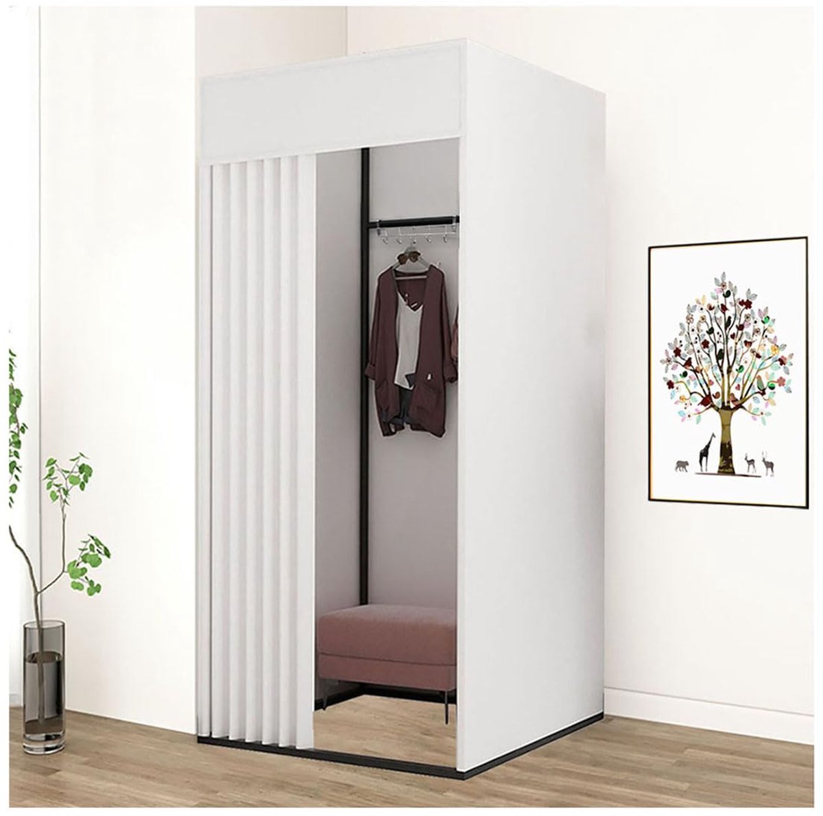 Dailygoods- Paskamer Draagbaar - Mobiele Kleedkamer - Tijdelijk Partitie - Privacy Gordijn - Vrijstaand 100x100x200cm - Geschikt voor 3-4 Personen - Kleedcabine