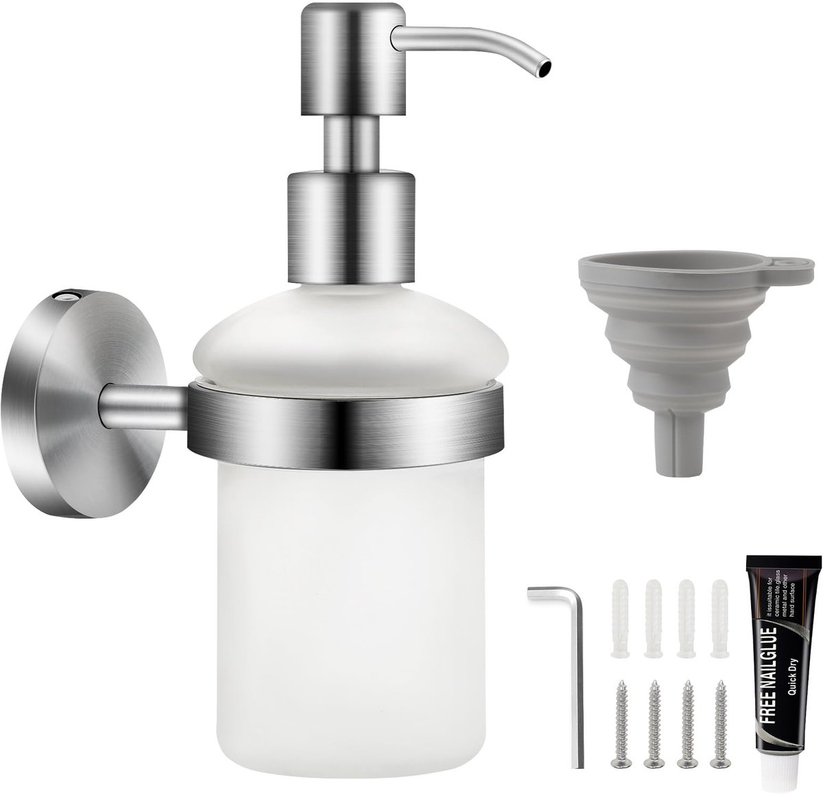 Dailygoods - Wandmontage Zeepdispenser van Roestvrijstaal - 200 ml Handzeep Dispenser