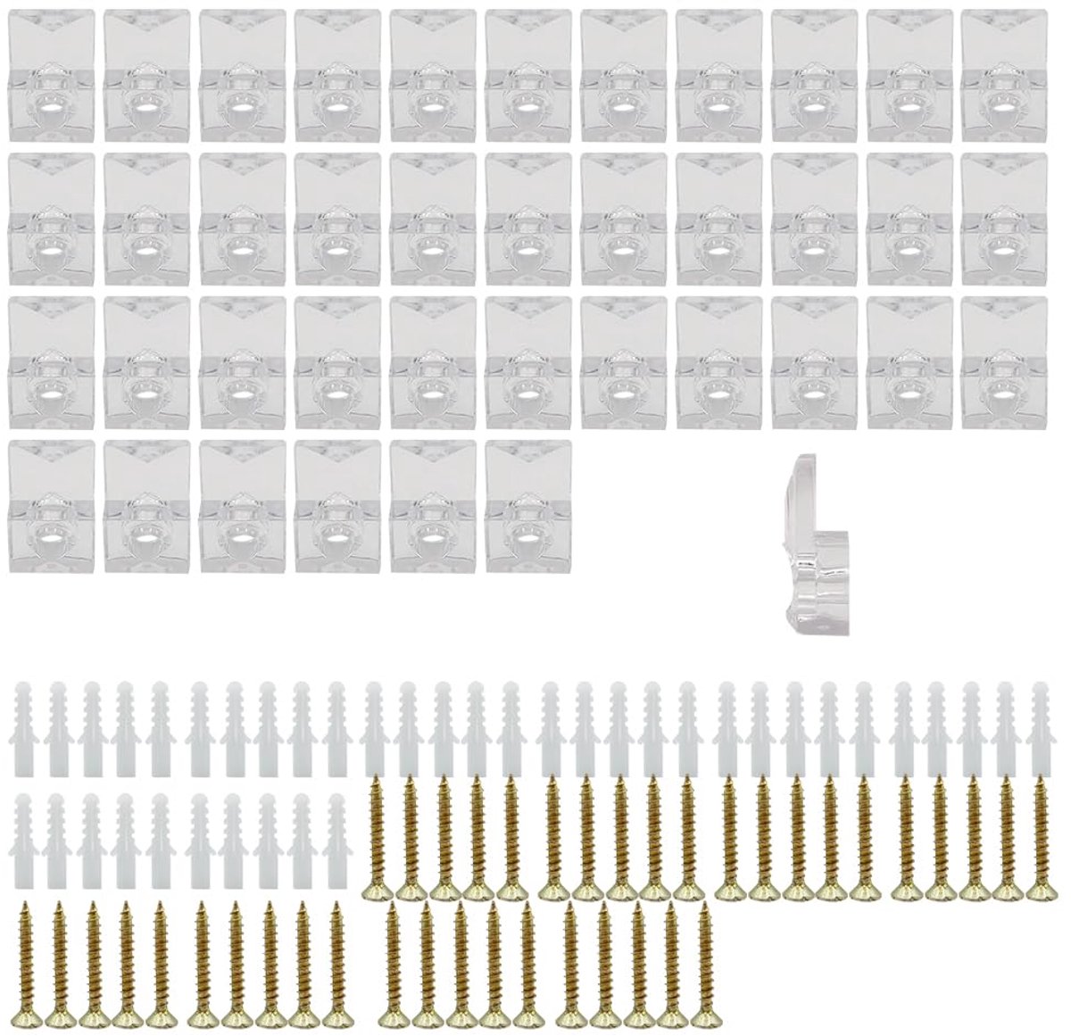 Dailygoods - Set van 40 Plastic Spiegel Clips voor het Bevestigen van Spiegels en Glazen Deuren