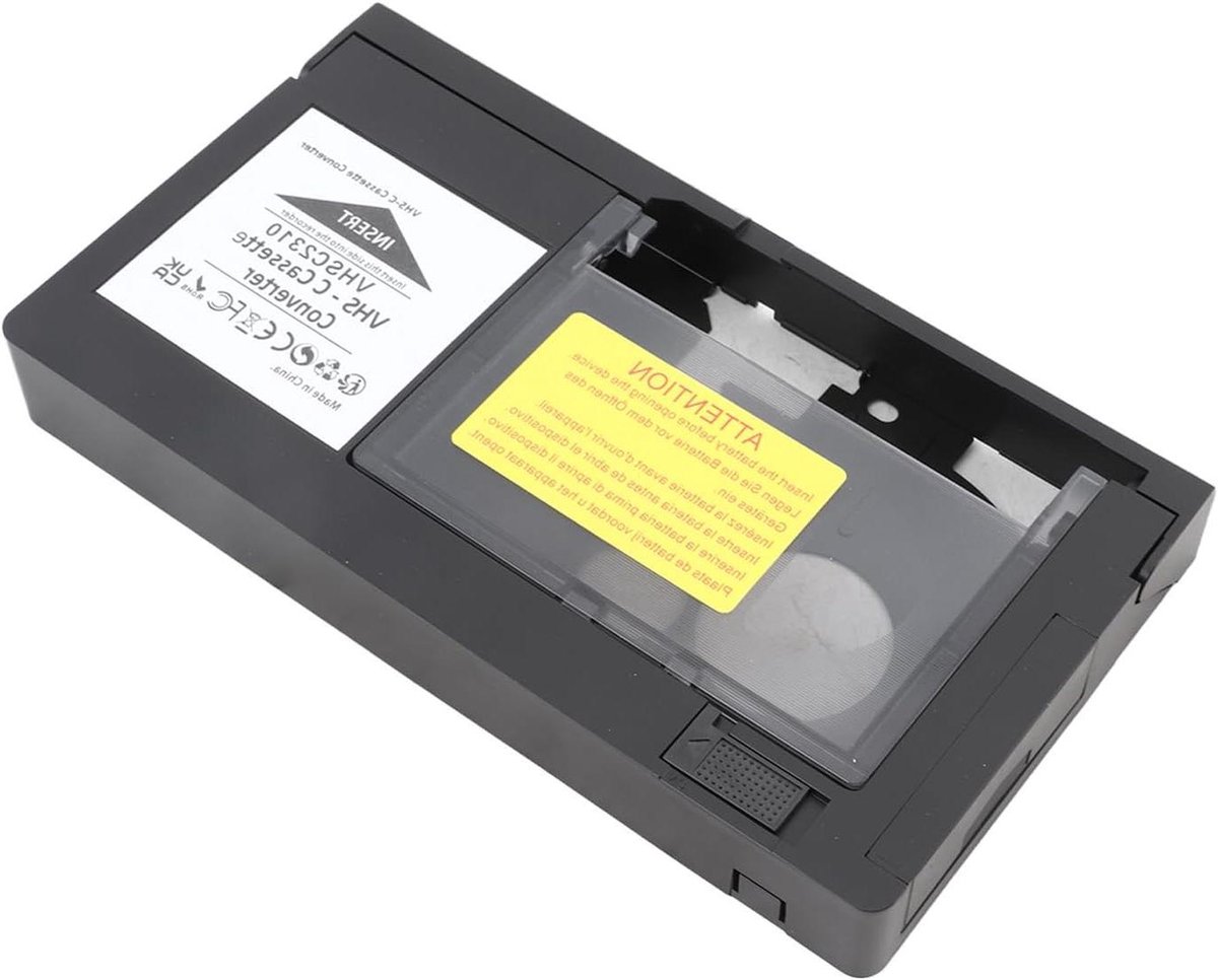 Cassette Adapter - VHS C Converter - Oude Tapes Bekijken - Elektrisch Laadmechanisme - 188x102x25mm - Zwart