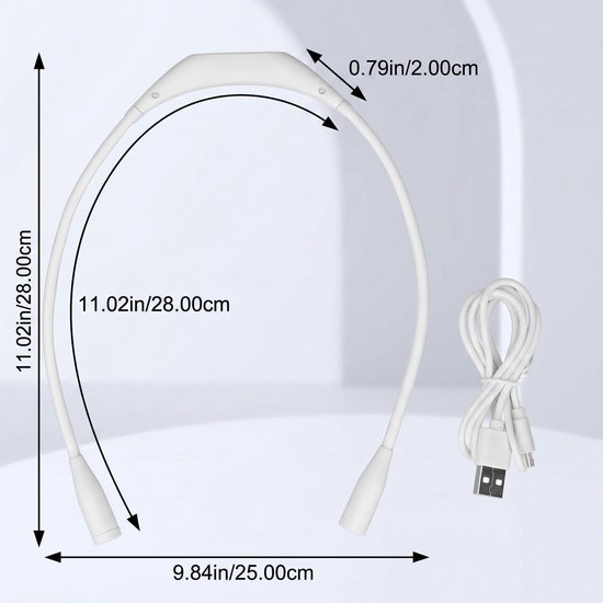 SnelShoppen - Oplaadbare USB-LED Neklamp met 3 Helderheidsniveaus - Flexibele Zwanenhals voor Lezen, Hardlopen en Repareren - Comfortabel Dragen - 100 van Snelshoppen — afbeelding 2