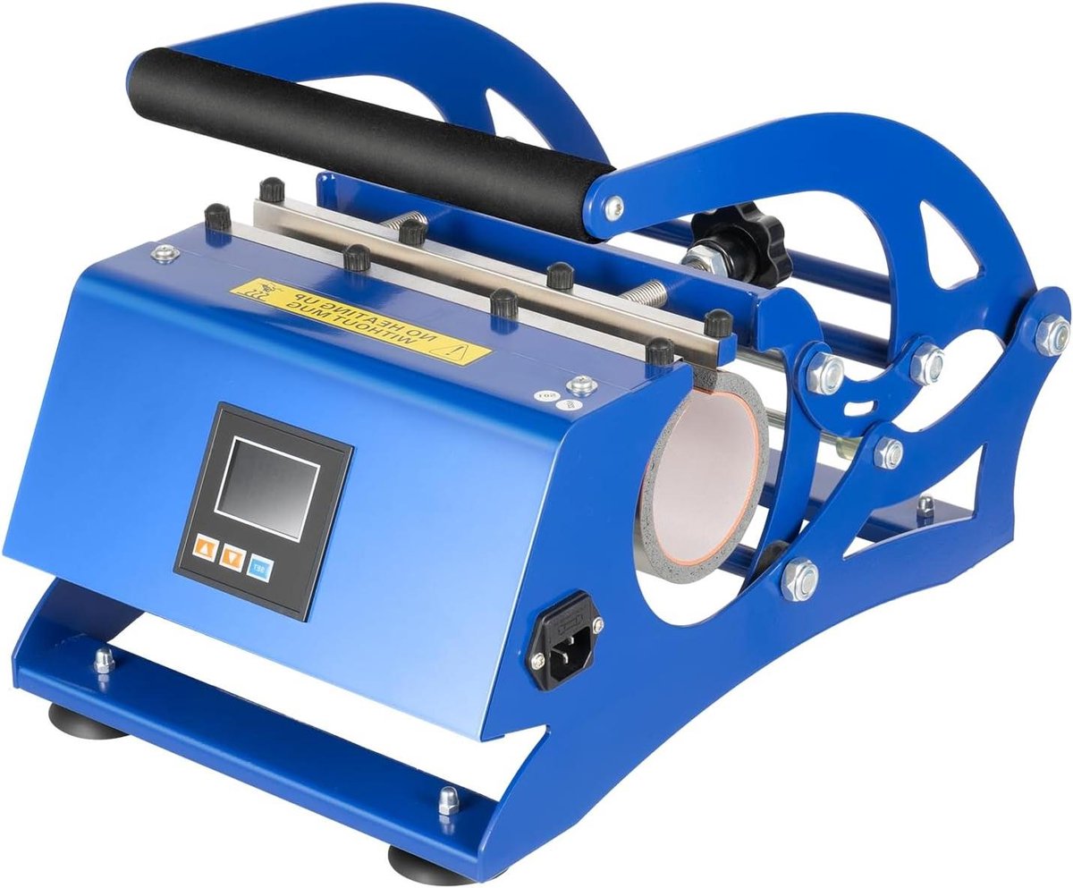 Kopjespersmachine - Hittepers Transferpers - Mokken Personaliseren - 6-in-1 Systeem - 6 Maten - Blauw Zwart