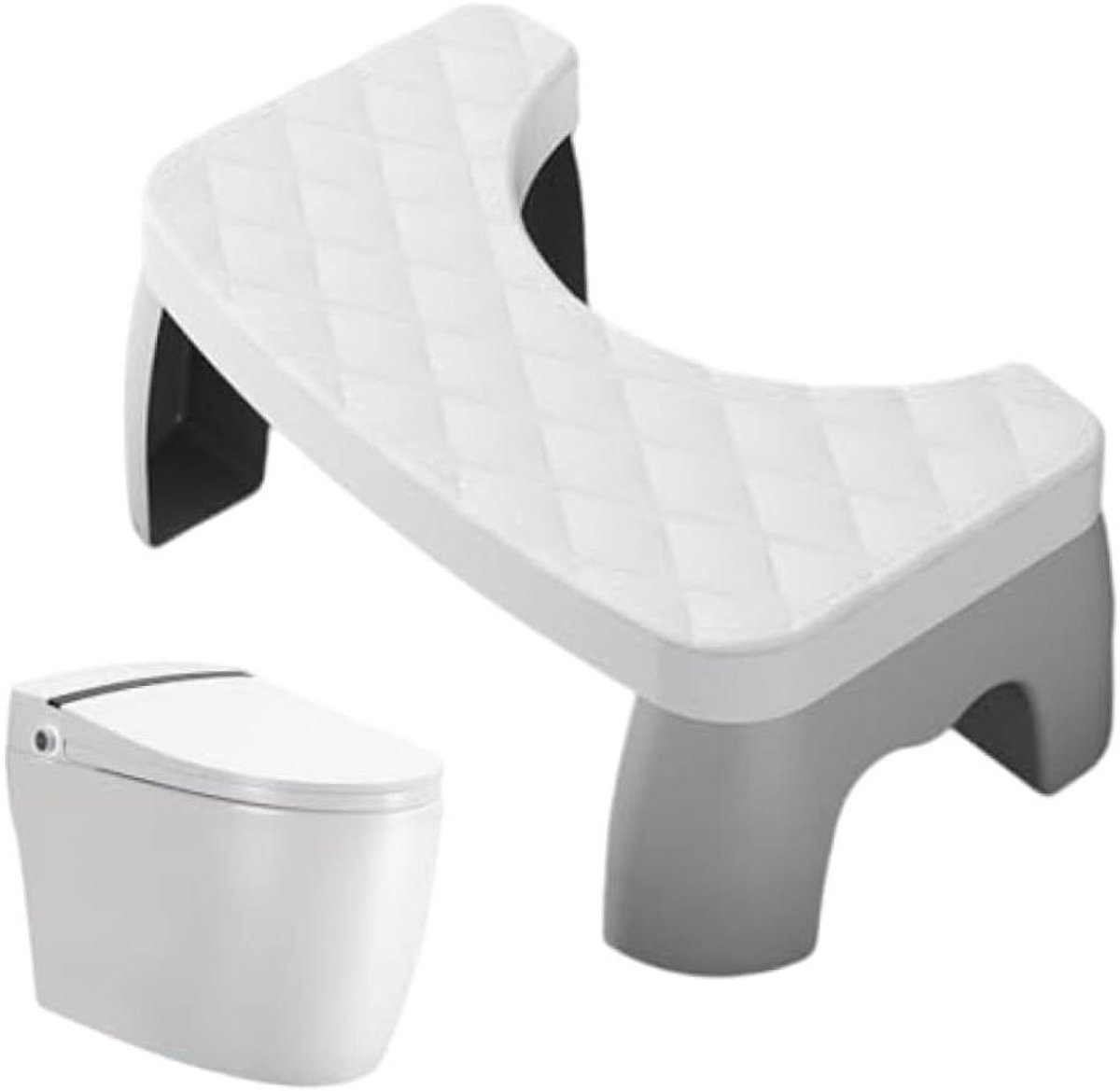 Toiletkrukje - Hurkkruk Badkamer - Comfortabel Zitten - Antislip Oppervlak - Opvouwbaar - Grijs