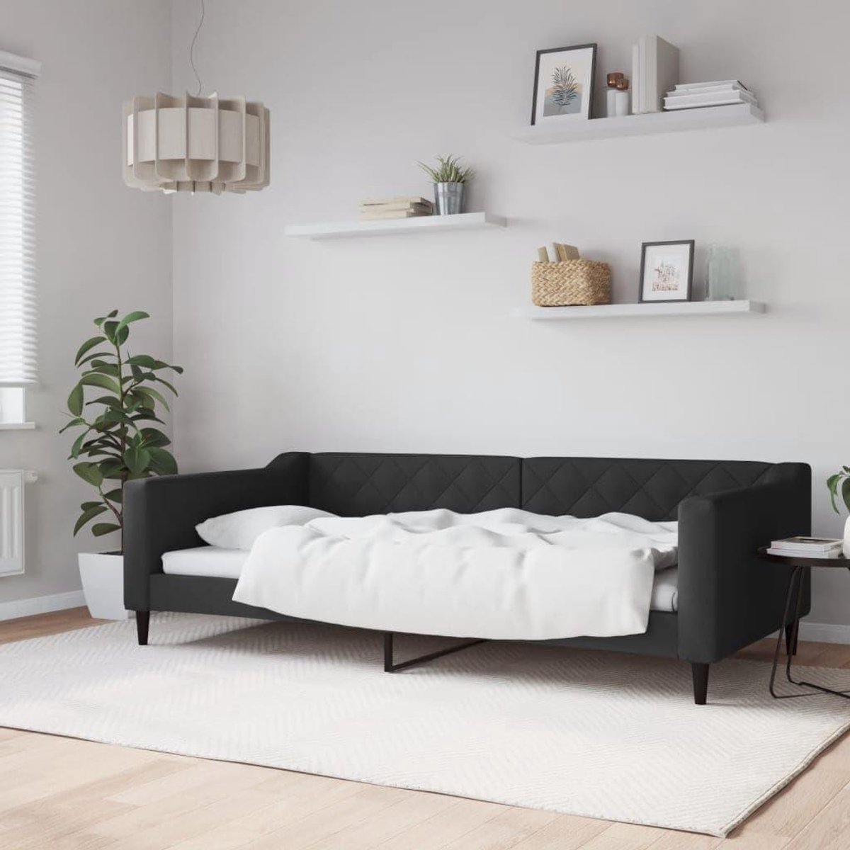 Dagbed - Bankbed logeerbed - Zit en slaap - 2-in-1 ontwerp - 100 x 200 cm - Zwart
