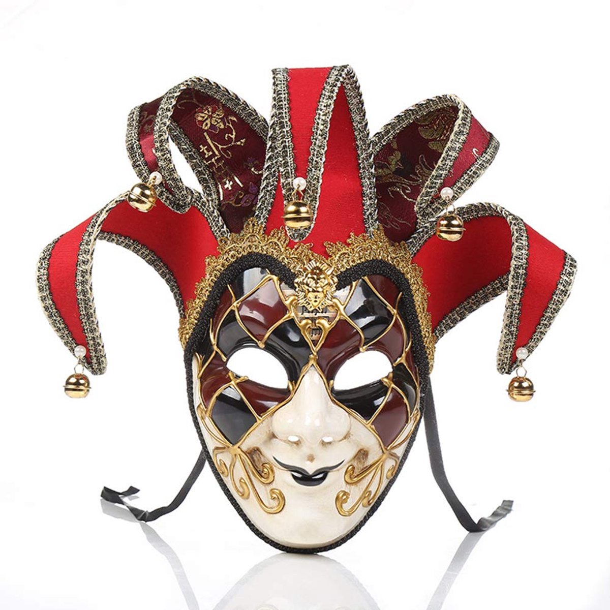 SnelShoppen - Vintage Venetiaanse Jester Masker voor Mannen en Vrouwen - Volledige Gezichtsbedekking - Perfect voor Halloween, Mardi Gras en Feestjes