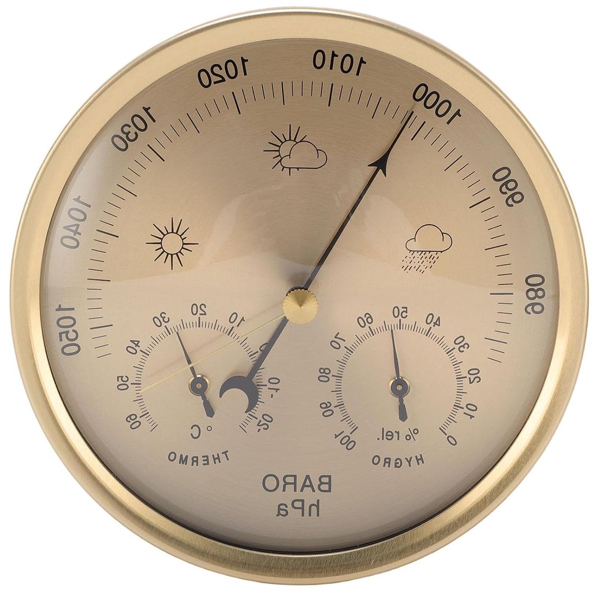 Weerstation - Barometer Hygrometer - Binnen Buiten - 3-in-1 Metingen - 52 Inch - Goud