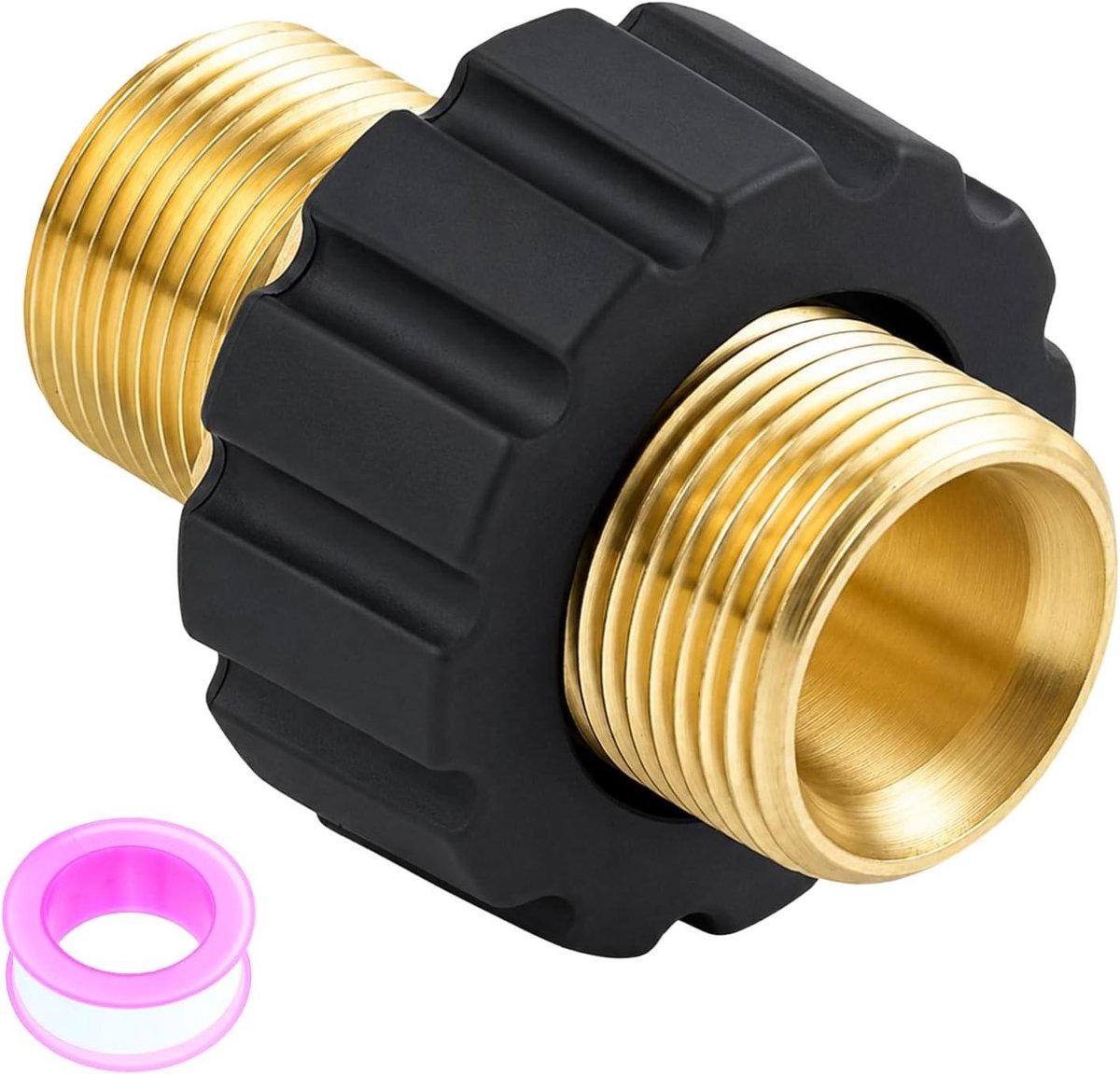 Hogedrukreiniger Koppeling - Adapter Hogedruk - Snel Aansluiten - Messing Corrosiebestendig - M22 x 15 mm - Goud