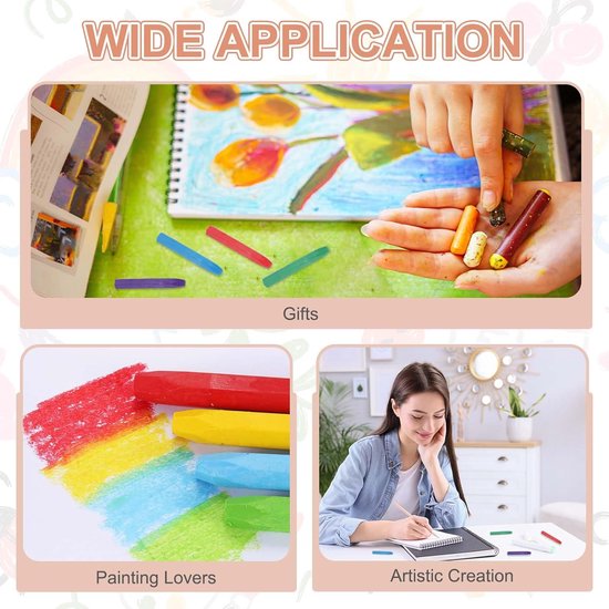 Oliepastels - Tekenkrijt Kleur - Tekenen en Schilderen - Zachte Textuur - 16 stuks - Wit — afbeelding 5