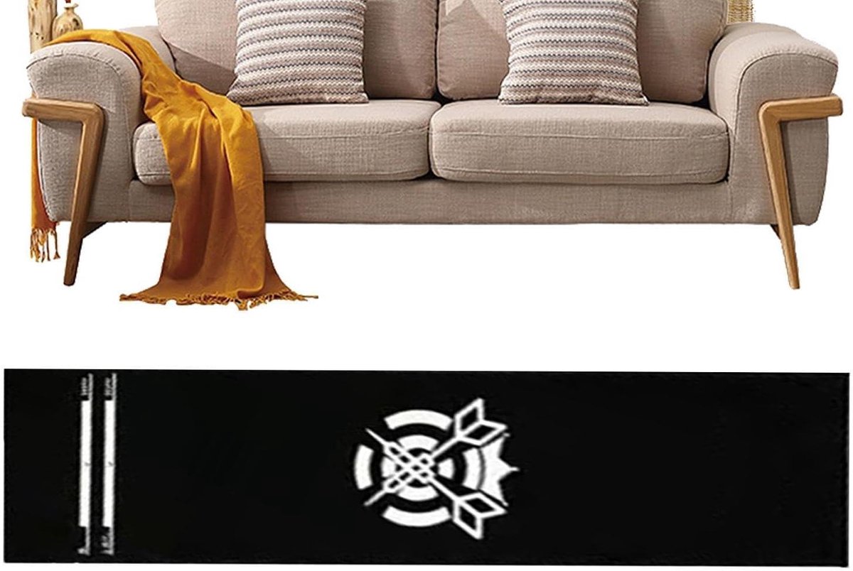 Dartmat met werplijn - Dartbord mat - Thuisentertainment met dart - Antislip en vloerbescherming - 34x300cm - Zwart en wit