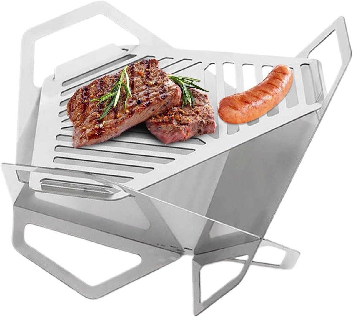 Opvouwbare Vuurschaal - Draagbare Haard Grill - Buiten Koken Grillen - In elkaar grijpende Panelen - 27 x 155 cm