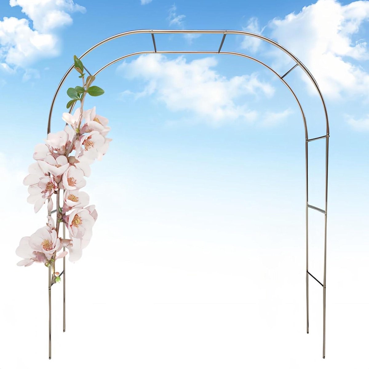 Roestvrijstalen Tuinboog - Pergola Buitenboog - Decoratieve Entree Creëren - Weerbestendig Metaal - 240 cm Hoogte - Zilver