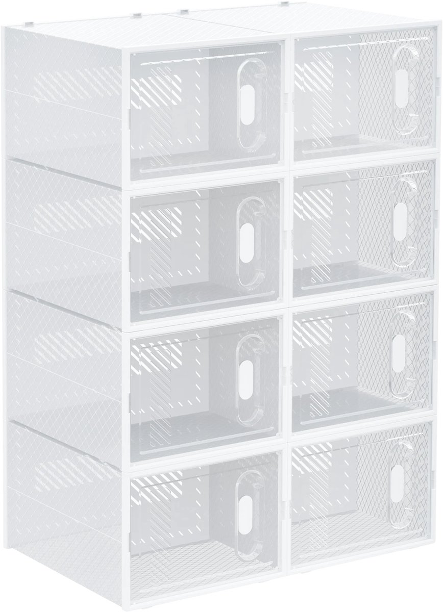 Happiq DIY Schoenenkast van Kunststof – Transparante Schoenenopberger 28x36x21 cm Transparent