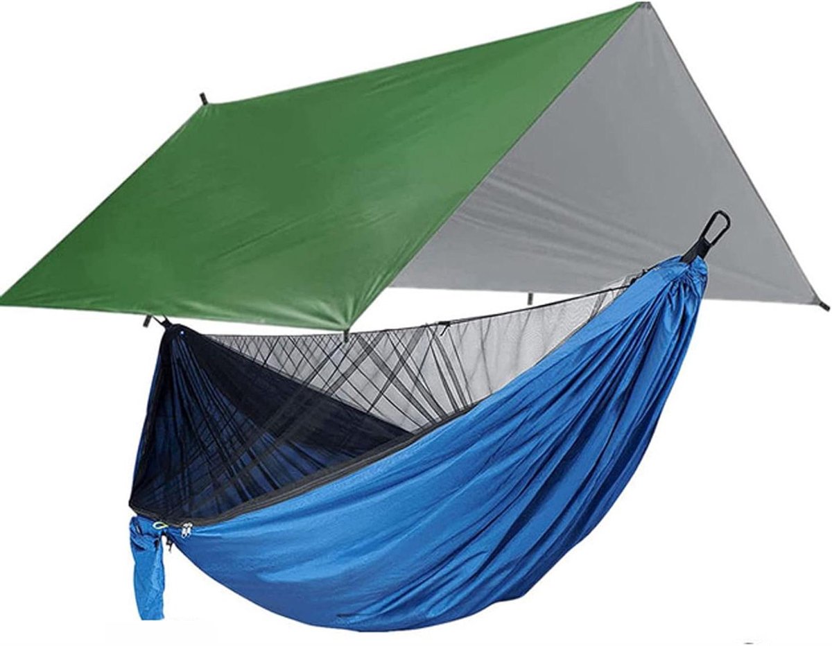 Camping Hangmat - Draagbare Hangmat Klamboe - Outdoor Ontspanning - Dubbelzijdig Waterdicht - 290 x 140 cm - Geel