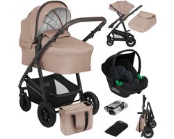 Lionelo Bianka Kinderwagen 3 in 1 - incl. Astrid i-Size Lite Autostoel - 0-22kg - XXL - Wandelwagen / Buggy 3in1 - Verstelbare duwstang - Opvouwbaar - Accessoireset - XXL UPF50+ zonnekap - Luchtbanden met vering - Reiswieg
